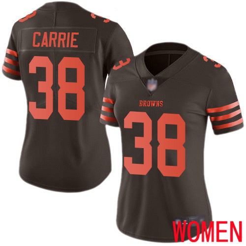 Cleveland Browns T J Carrie Women Brown Limited Jersey 38 NFL Football Rush Vapor Untouchable